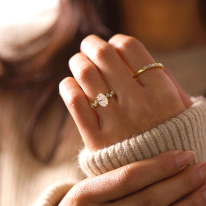 Oval Cut Hidden Halo & Pave Lab-Grown Diamond Engagement Ring