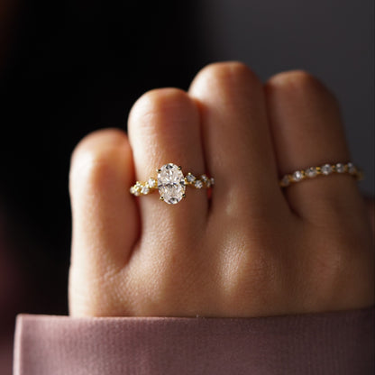 Oval Cut Hidden Halo & Pave Lab-Grown Diamond Engagement Ring