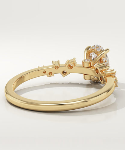 Oval Cut Hidden Halo & Pave Lab-Grown Diamond Engagement Ring