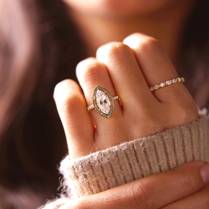 Marquise Cut Halo & Pave Lab-Grown Diamond Engagement Ring