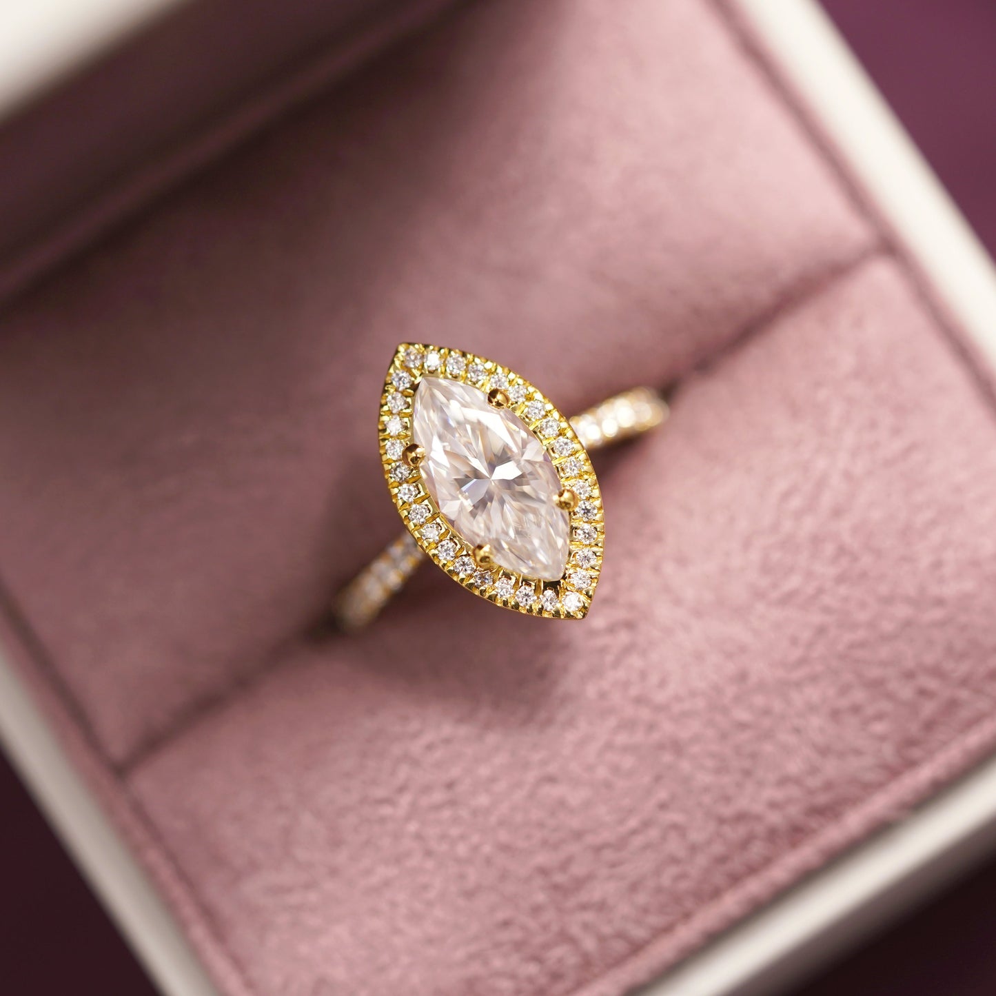 Marquise Cut Halo & Pave Lab-Grown Diamond Engagement Ring