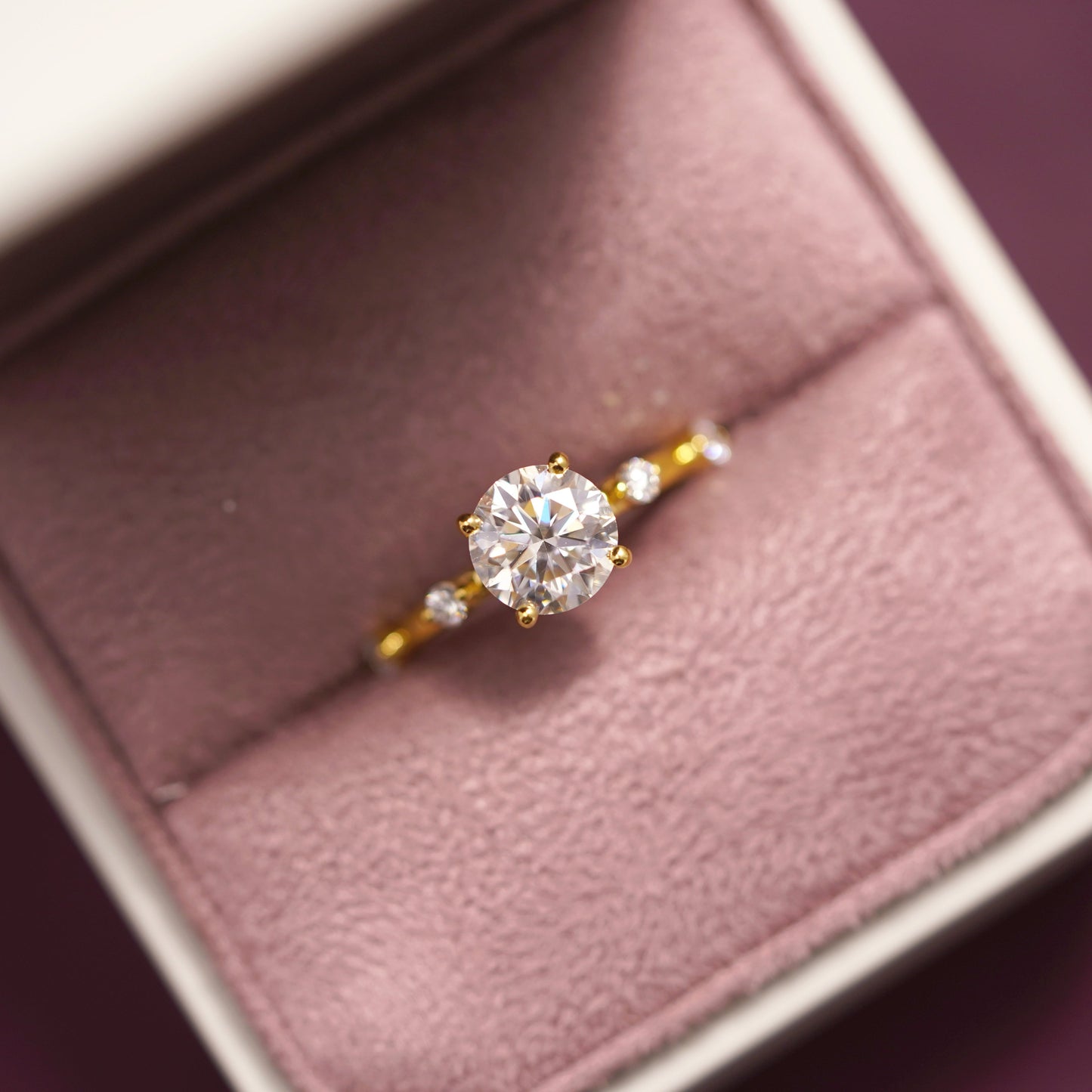 Round Cut Dainty Pave Lab-Grown Diamond Engagement Ring