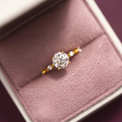 Round Cut Dainty Pave Lab-Grown Diamond Engagement Ring