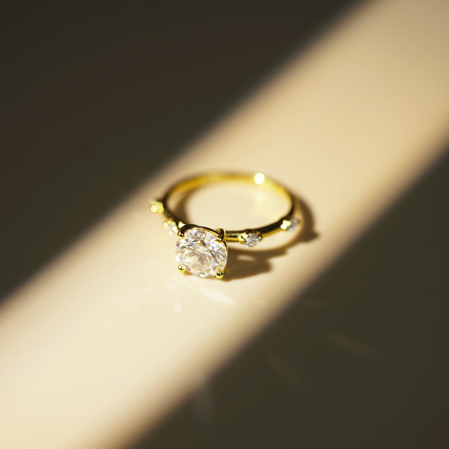 Round Cut Dainty Pave Lab-Grown Diamond Engagement Ring