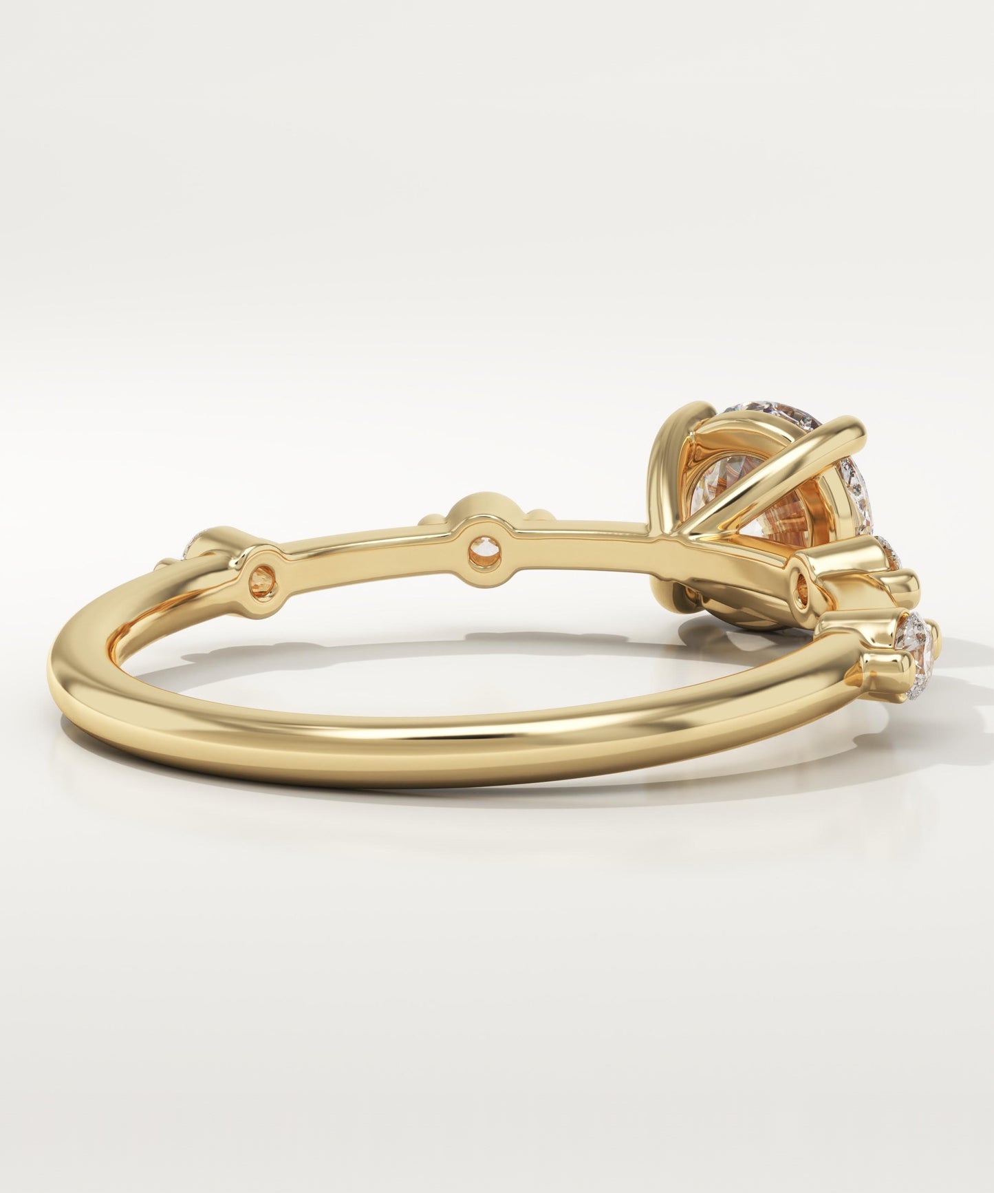 Round Cut Dainty Pave Lab-Grown Diamond Engagement Ring