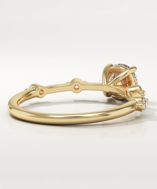 Round Cut Dainty Pave Lab-Grown Diamond Engagement Ring