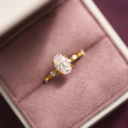 Oval Cut Dainty Pave Lab-Grown Diamond Engagement Ring