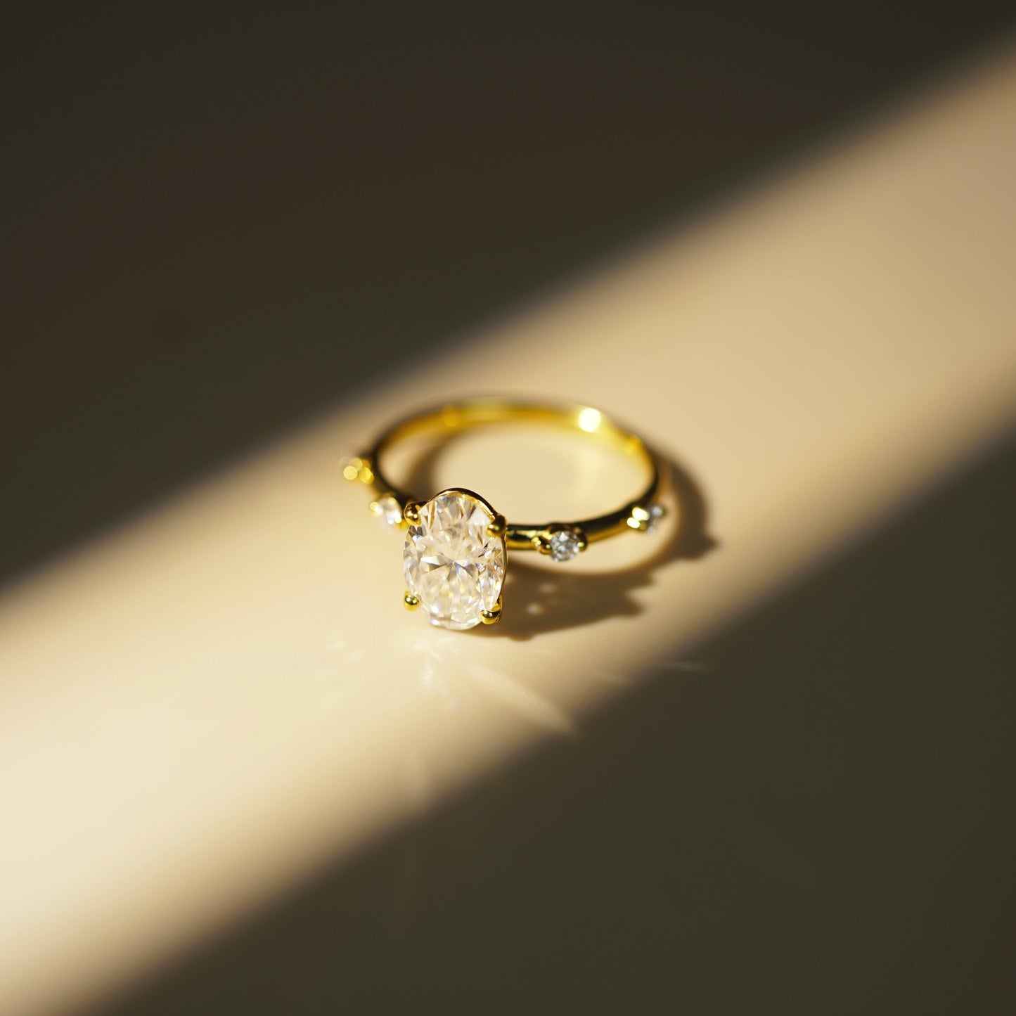Oval Cut Dainty Pave Lab-Grown Diamond Engagement Ring