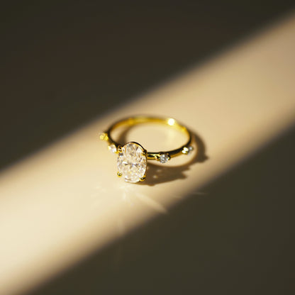 Oval Cut Dainty Pave Lab-Grown Diamond Engagement Ring