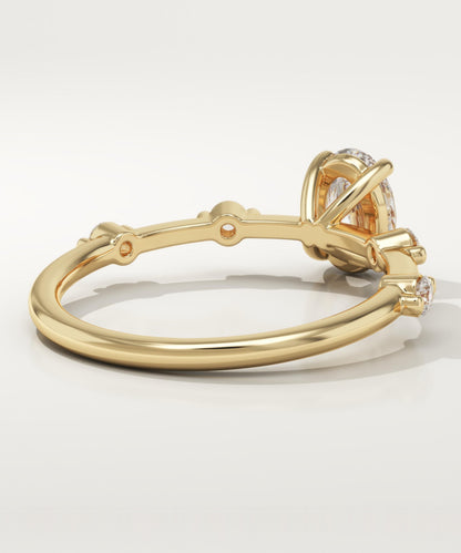 Oval Cut Dainty Pave Lab-Grown Diamond Engagement Ring
