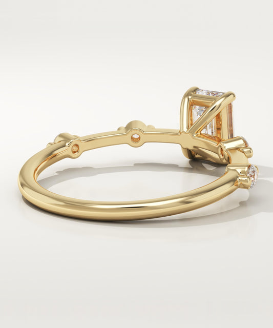 Emerald Cut Dainty Pave Lab-Grown Diamond Engagement Ring