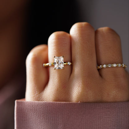 Radiant Cut Dainty Pave Lab-Grown Diamond Engagement Ring