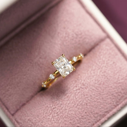 Radiant Cut Dainty Pave Lab-Grown Diamond Engagement Ring