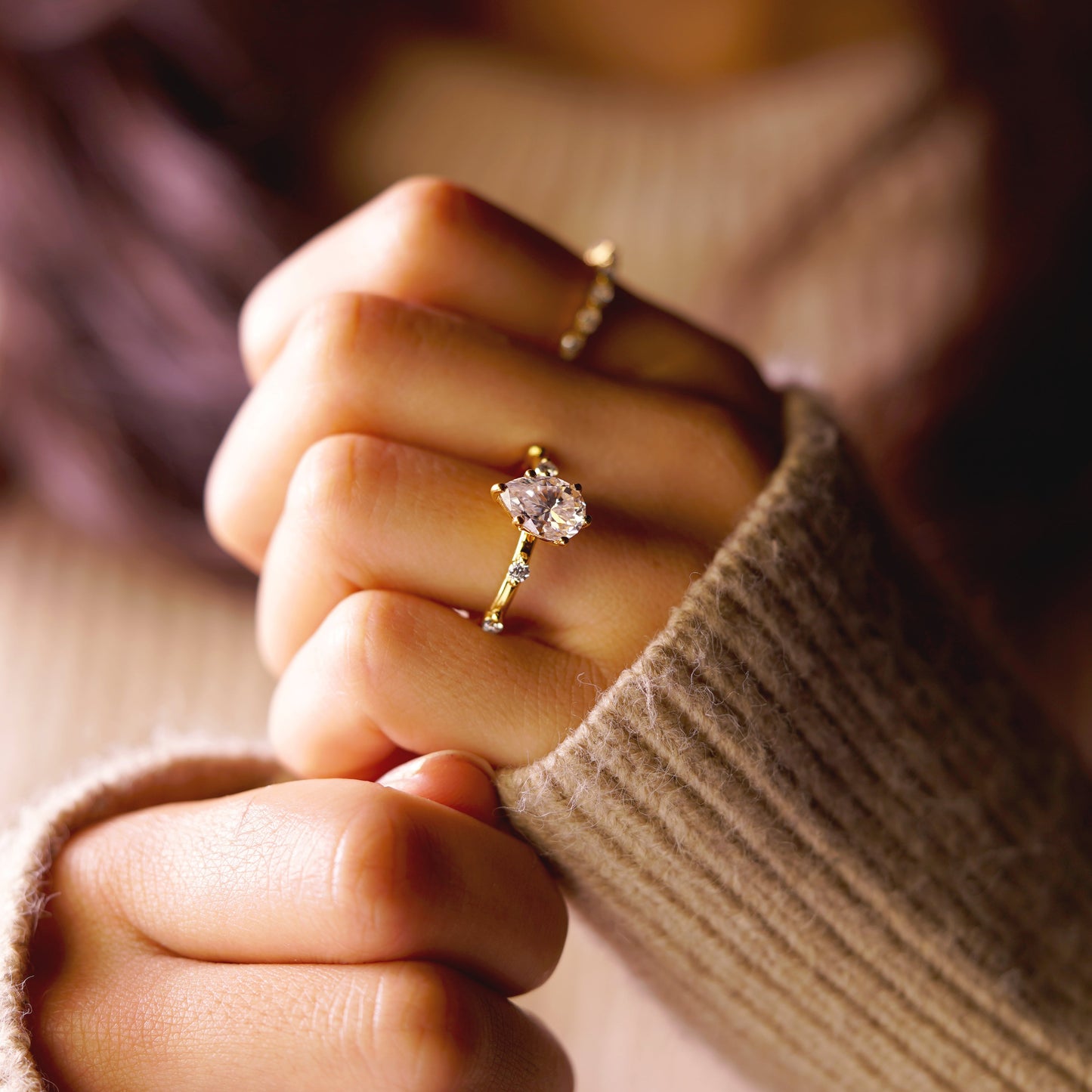 Pear Cut Dainty Pave Lab-Grown Diamond Engagement Ring