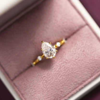 Pear Cut Dainty Pave Lab-Grown Diamond Engagement Ring