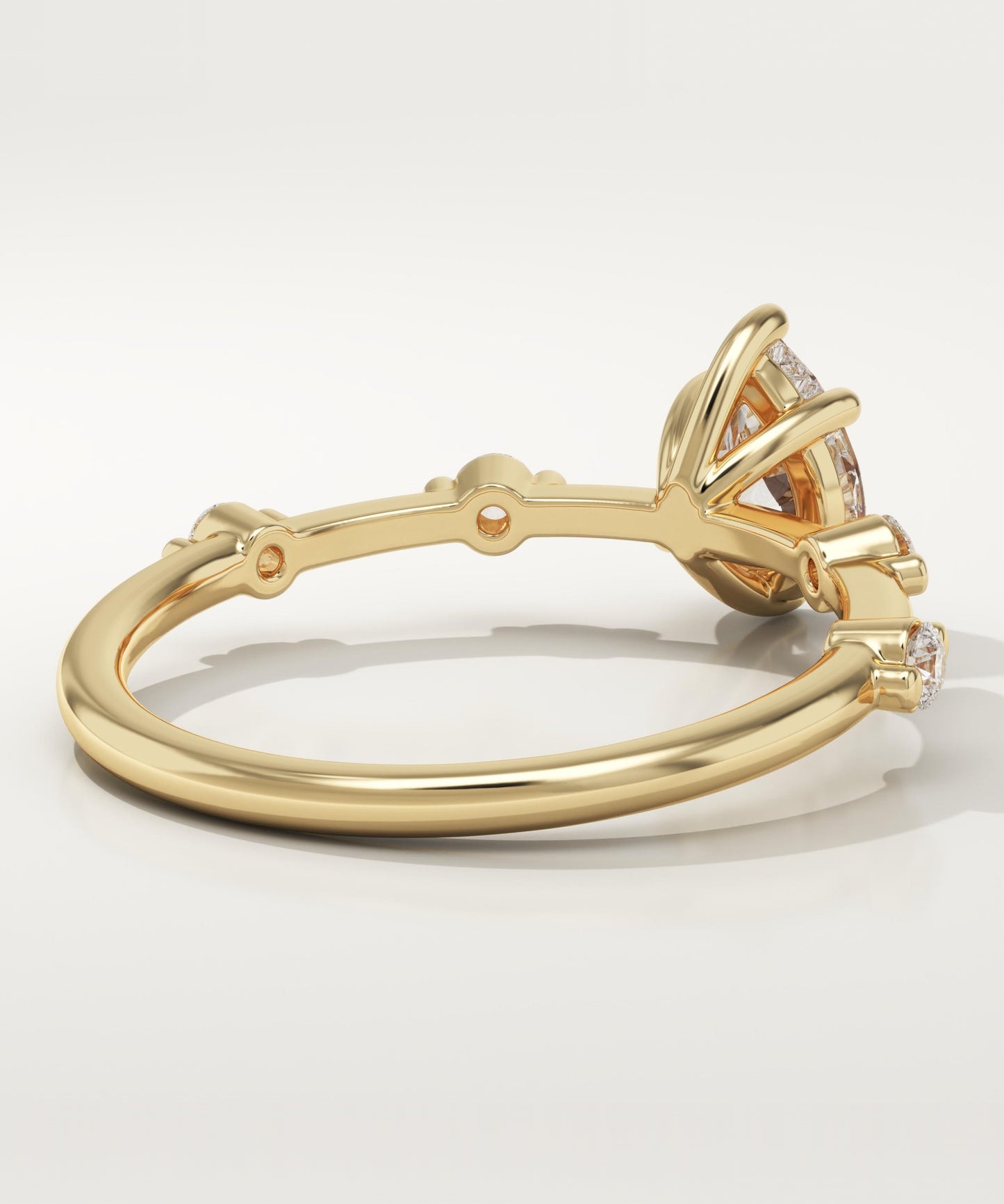 Pear Cut Dainty Pave Lab-Grown Diamond Engagement Ring