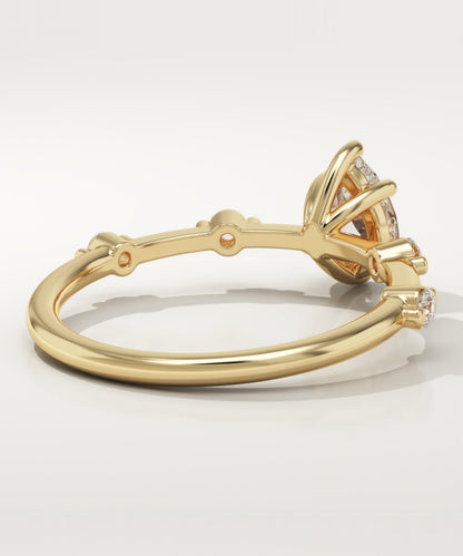 Pear Cut Dainty Pave Lab-Grown Diamond Engagement Ring