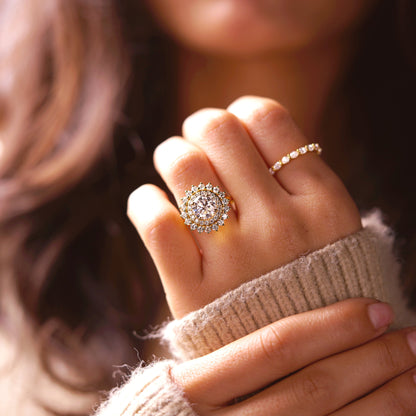 Round Cut Double Halo Lab-Grown Diamond Engagement Ring