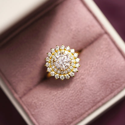 Round Cut Double Halo Lab-Grown Diamond Engagement Ring