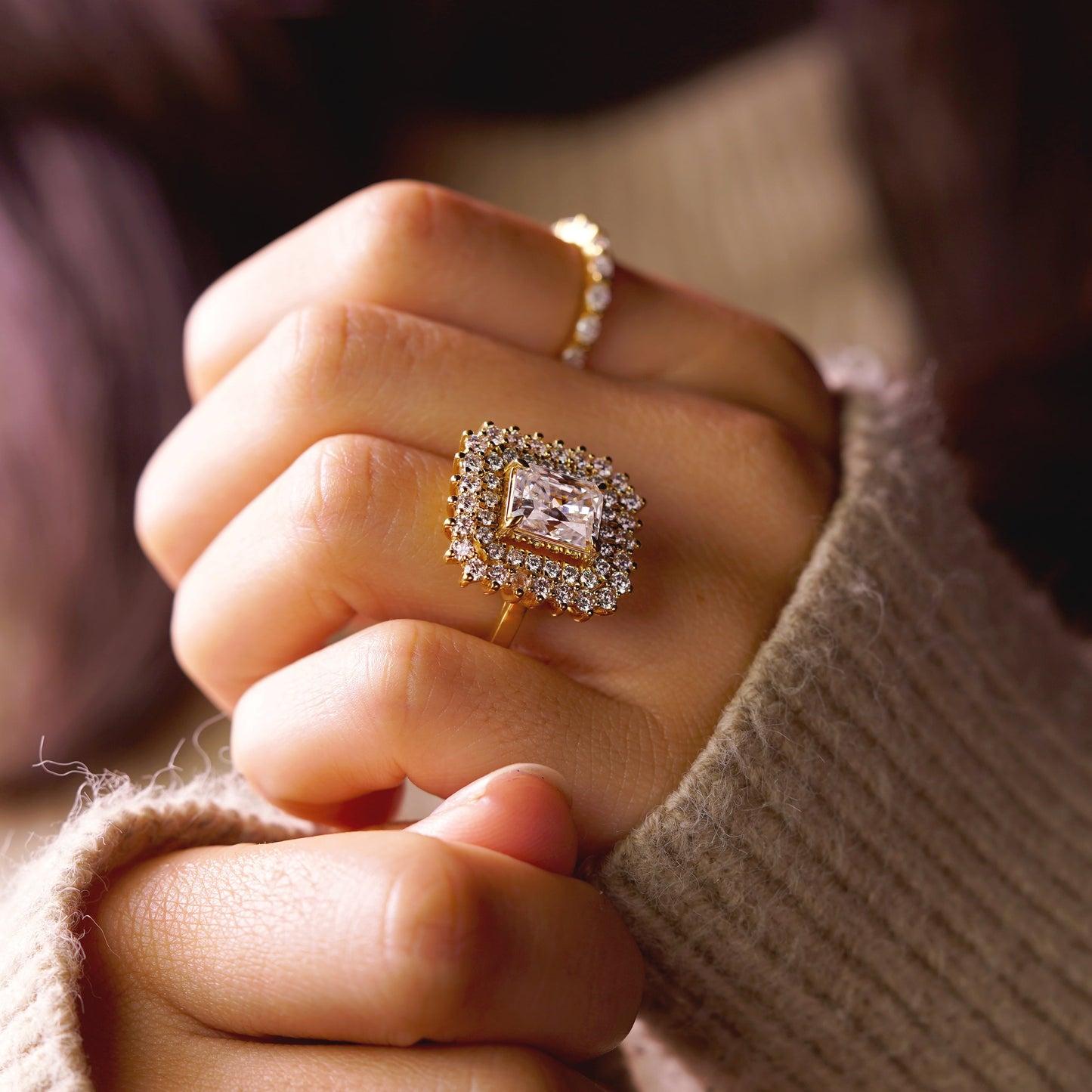 Radiant Cut Double Halo Lab-Grown Diamond Engagement Ring