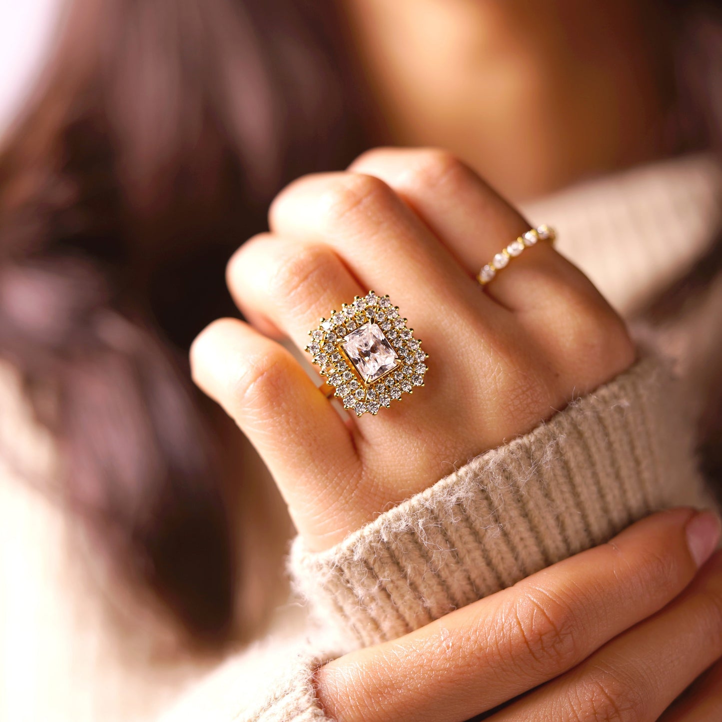 Radiant Cut Double Halo Lab-Grown Diamond Engagement Ring