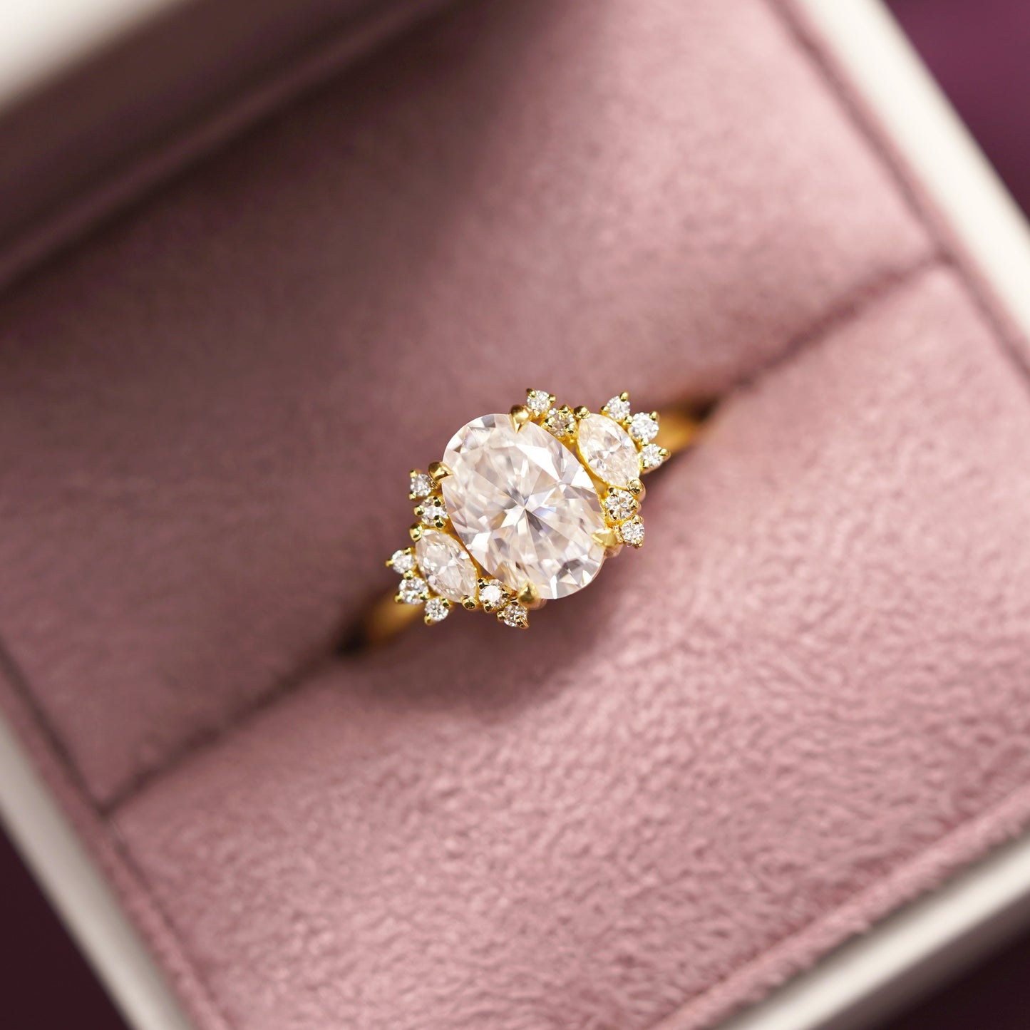 Oval Cut Cluster Lab-Grown Diamond Engagement Ring