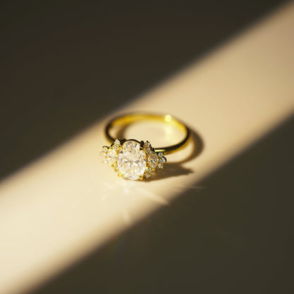 Oval Cut Cluster Lab-Grown Diamond Engagement Ring
