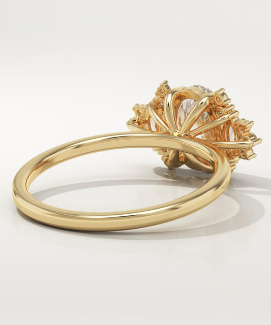 Oval Cut Cluster Lab-Grown Diamond Engagement Ring