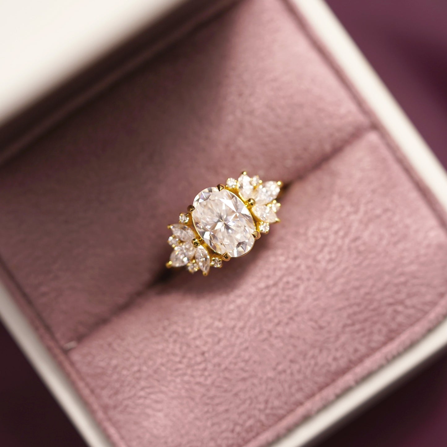 Oval Cut Cluster Lab-Grown Diamond Engagement Ring