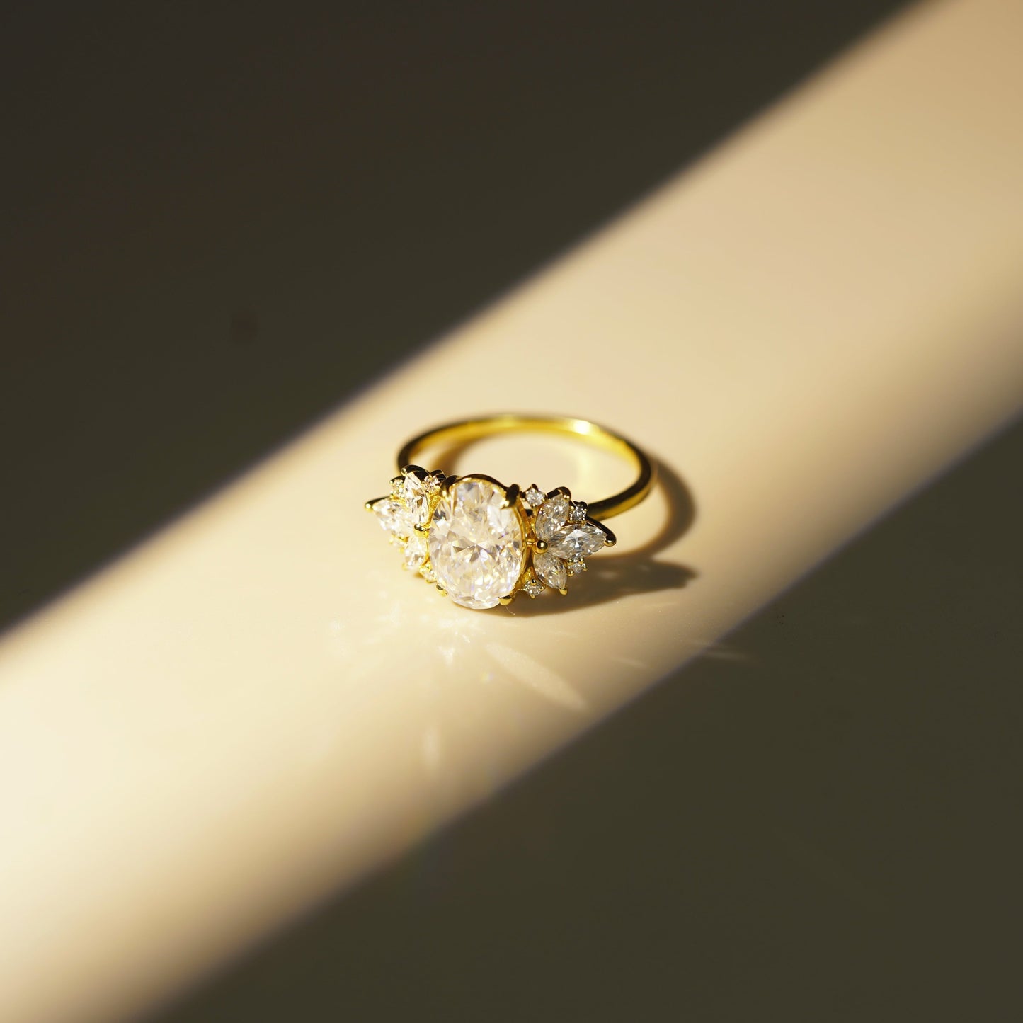 Oval Cut Cluster Lab-Grown Diamond Engagement Ring