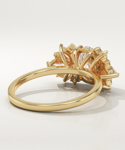 Oval Cut Cluster Lab-Grown Diamond Engagement Ring