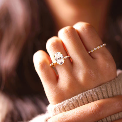 Oval Cut Hidden Halo & Pave Lab-Grown Diamond Engagement Ring