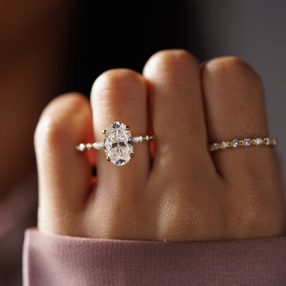 Oval Cut Hidden Halo & Pave Lab-Grown Diamond Engagement Ring