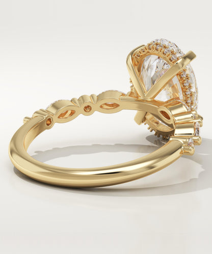 Oval Cut Hidden Halo & Pave Lab-Grown Diamond Engagement Ring