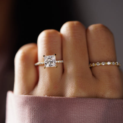 Princess Cut Pave Lab-Grown Diamond Engagement Ring