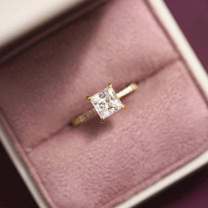 Princess Cut Pave Lab-Grown Diamond Engagement Ring