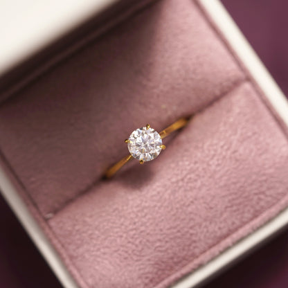 Round Cut Solitaire Cathedral Lab-Grown Diamond Engagement Ring