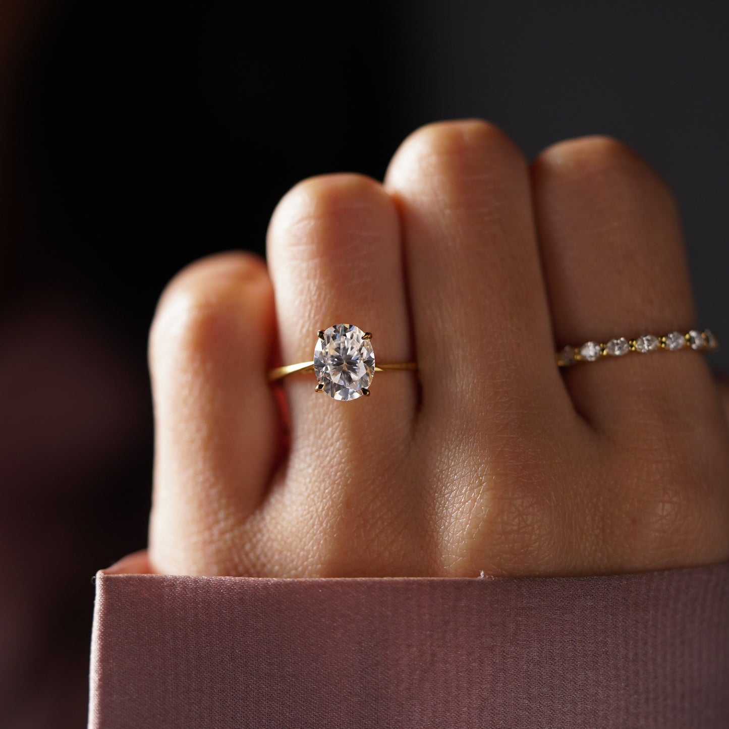 Oval Cut Solitaire Cathedral Lab-Grown Diamond Engagement Ring