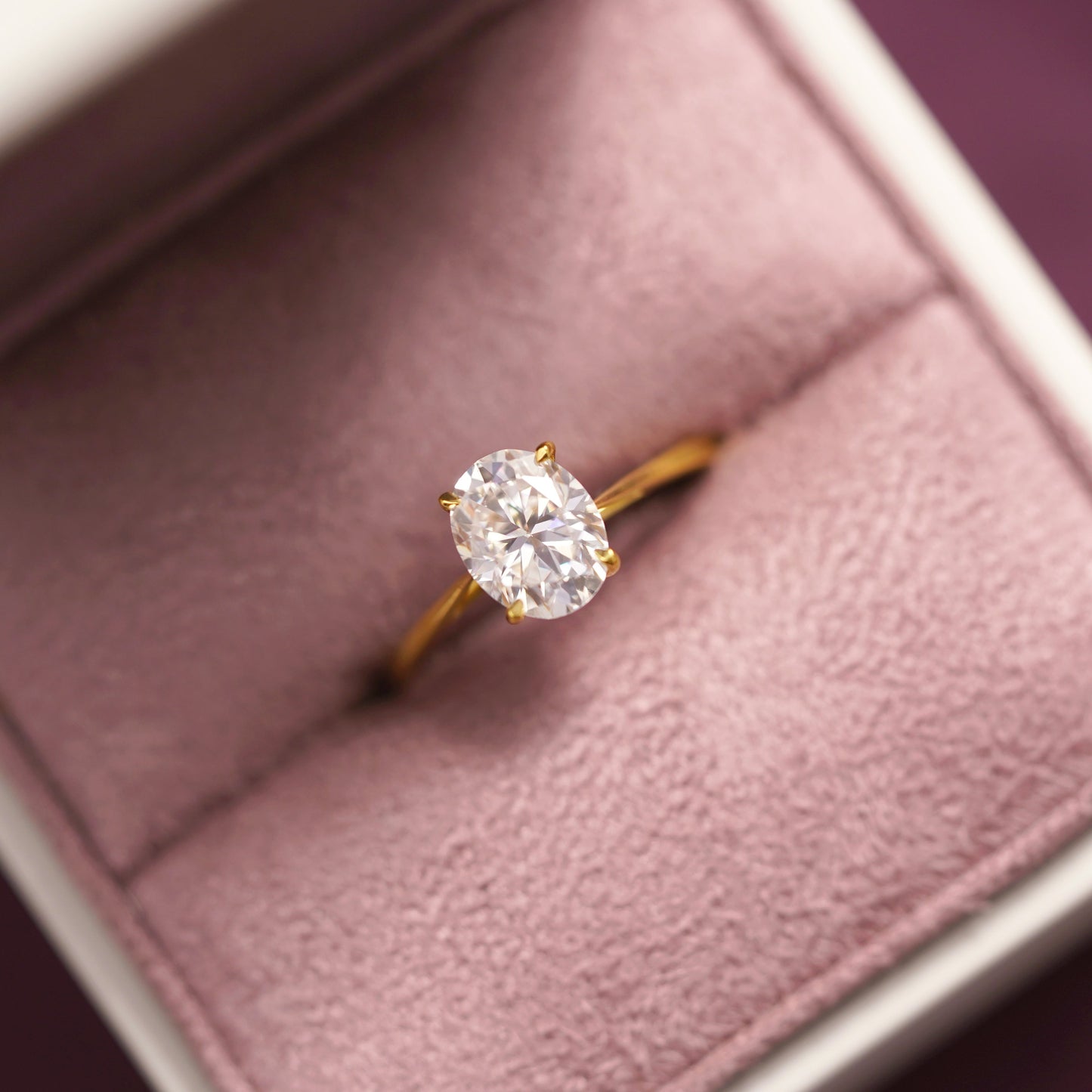 Oval Cut Solitaire Cathedral Lab-Grown Diamond Engagement Ring