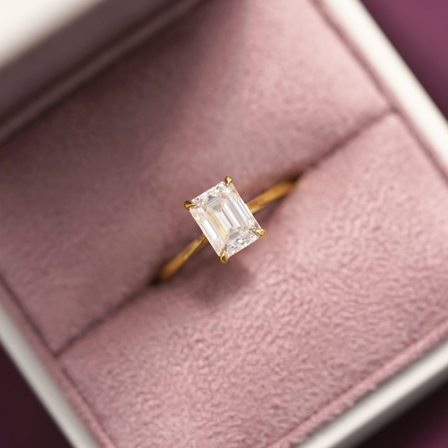 Emerald Cut Solitaire Cathedral Lab-Grown Diamond Engagement Ring