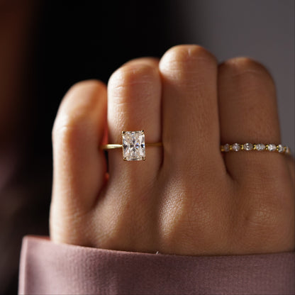 Radiant Cut Solitaire Cathedral Lab-Grown Diamond Engagement Ring