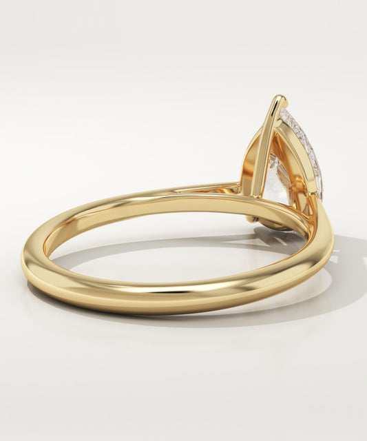 Pear Cut Solitaire Cathedral Lab-Grown Diamond Engagement Ring