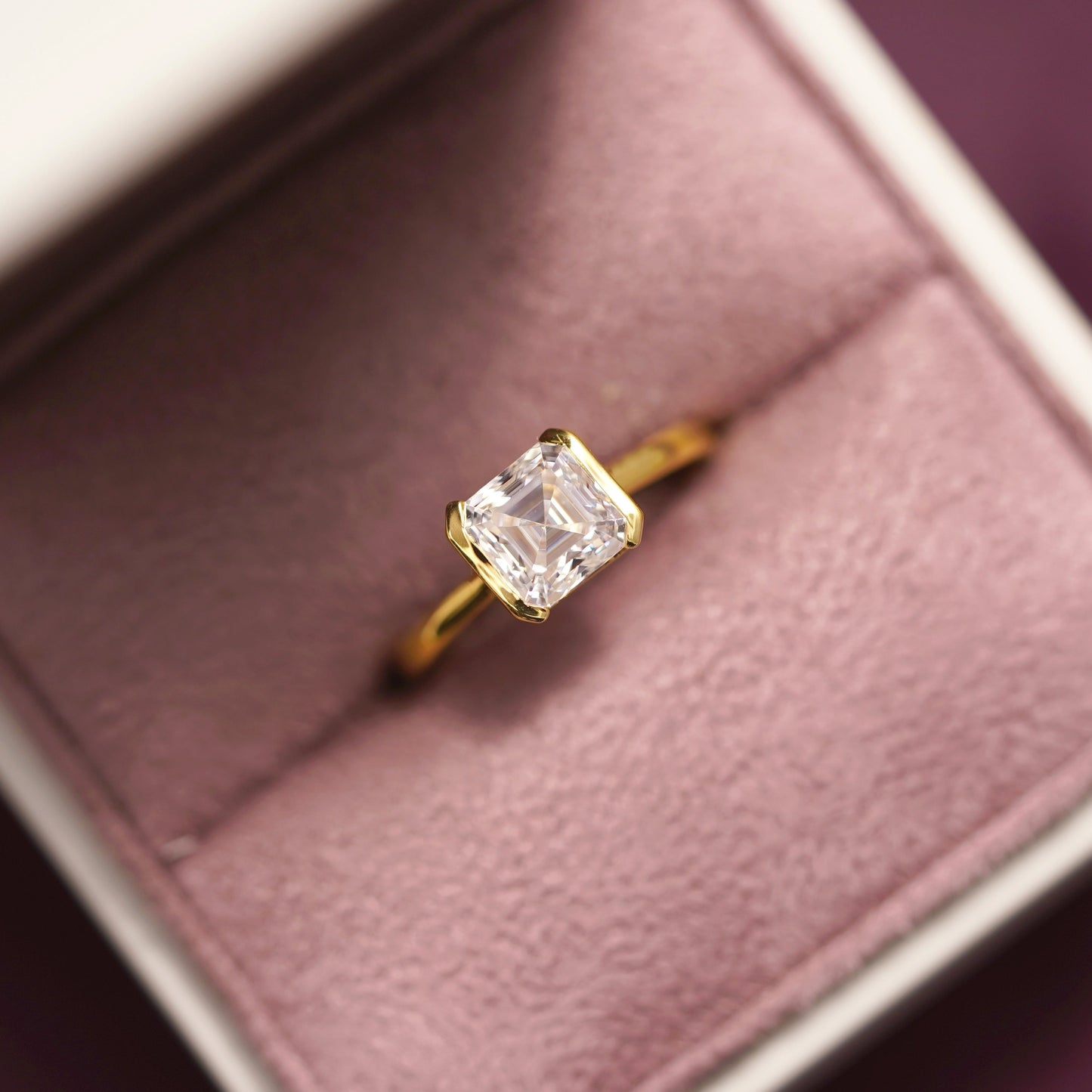Asscher Cut Half Bezel Lab-Grown Diamond Engagement Ring