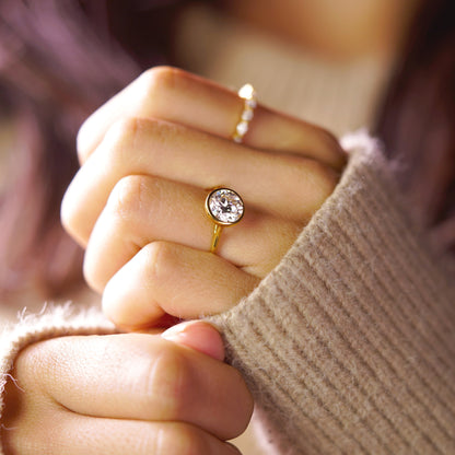 Round Cut Bezel Lab-Grown Diamond Engagement Ring