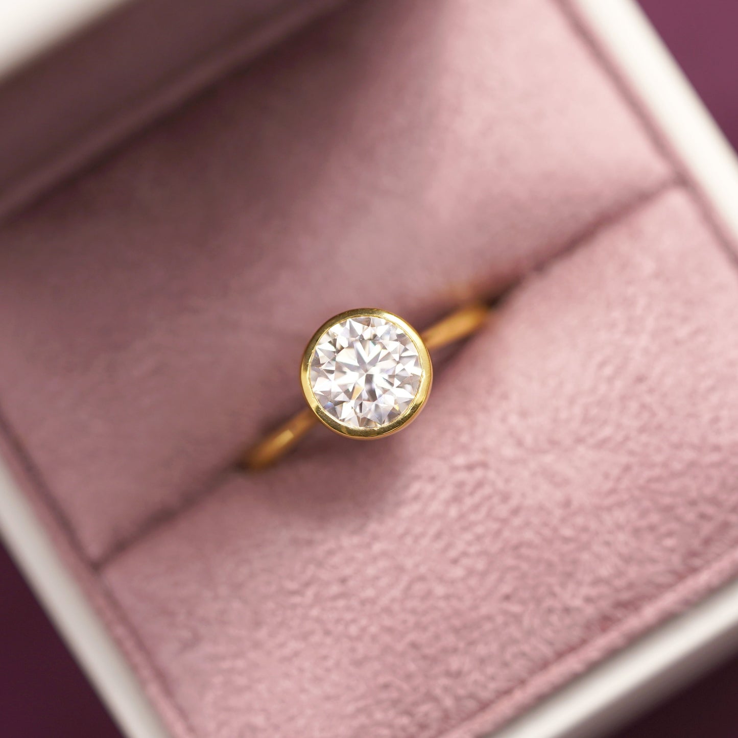 Round Cut Bezel Lab-Grown Diamond Engagement Ring