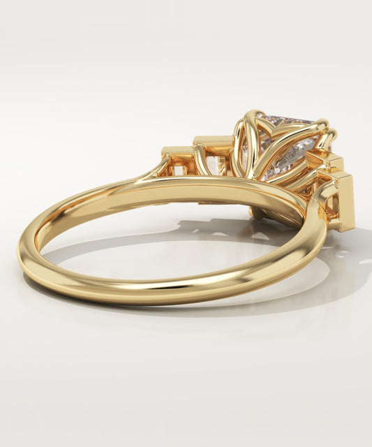 Asscher Cut Cluster Lab-Grown Diamond Engagement Ring