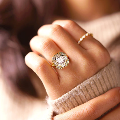 Asscher Cut Cluster Lab-Grown Diamond Engagement Ring