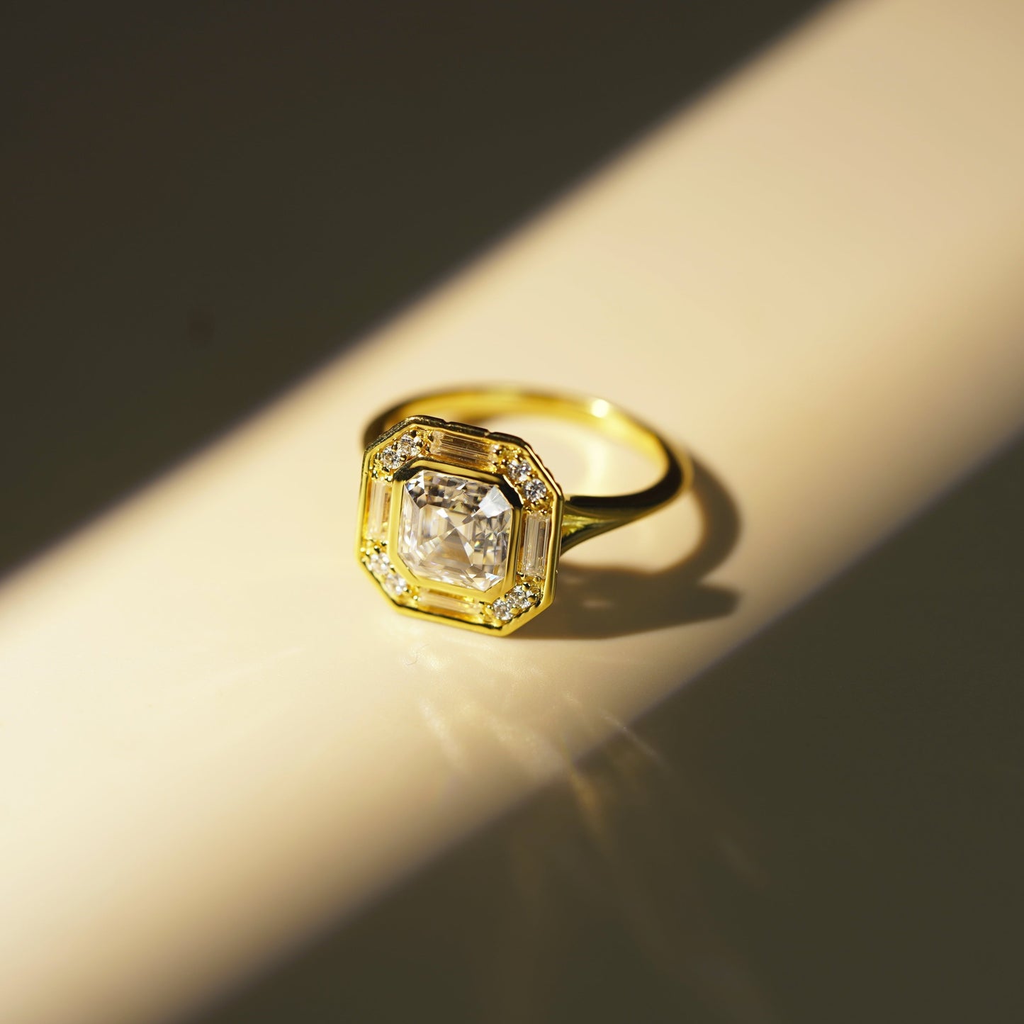 Asscher Cut Cluster Lab-Grown Diamond Engagement Ring