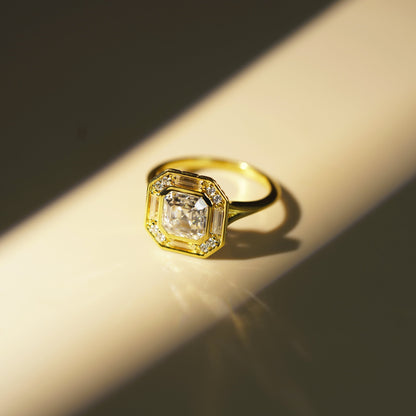 Asscher Cut Cluster Lab-Grown Diamond Engagement Ring