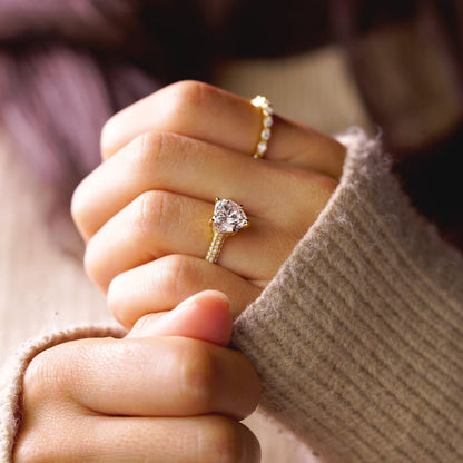 Heart Cut Hidden Halo & Triple Pave Lab-Grown Diamond Engagement Ring